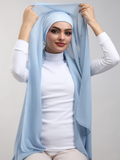 Pre-Sewn Attached Magnet Hijab - Baby Blue