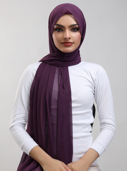 Pre-Sewn Attached Magnet Hijab - Plum