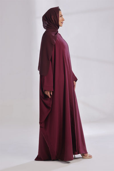 Luxe Layer Farasha Cut Abaya - Burgundy