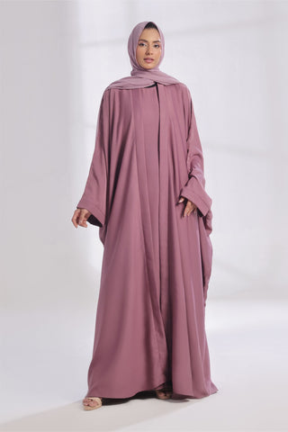 Luxe Layer Farasha Cut Abaya - Deep Mauve