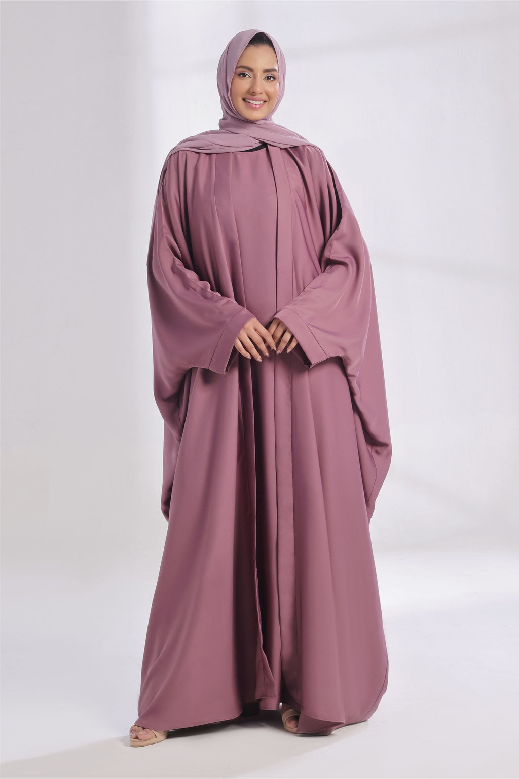 Luxe Layer Farasha Cut Abaya - Deep Mauve