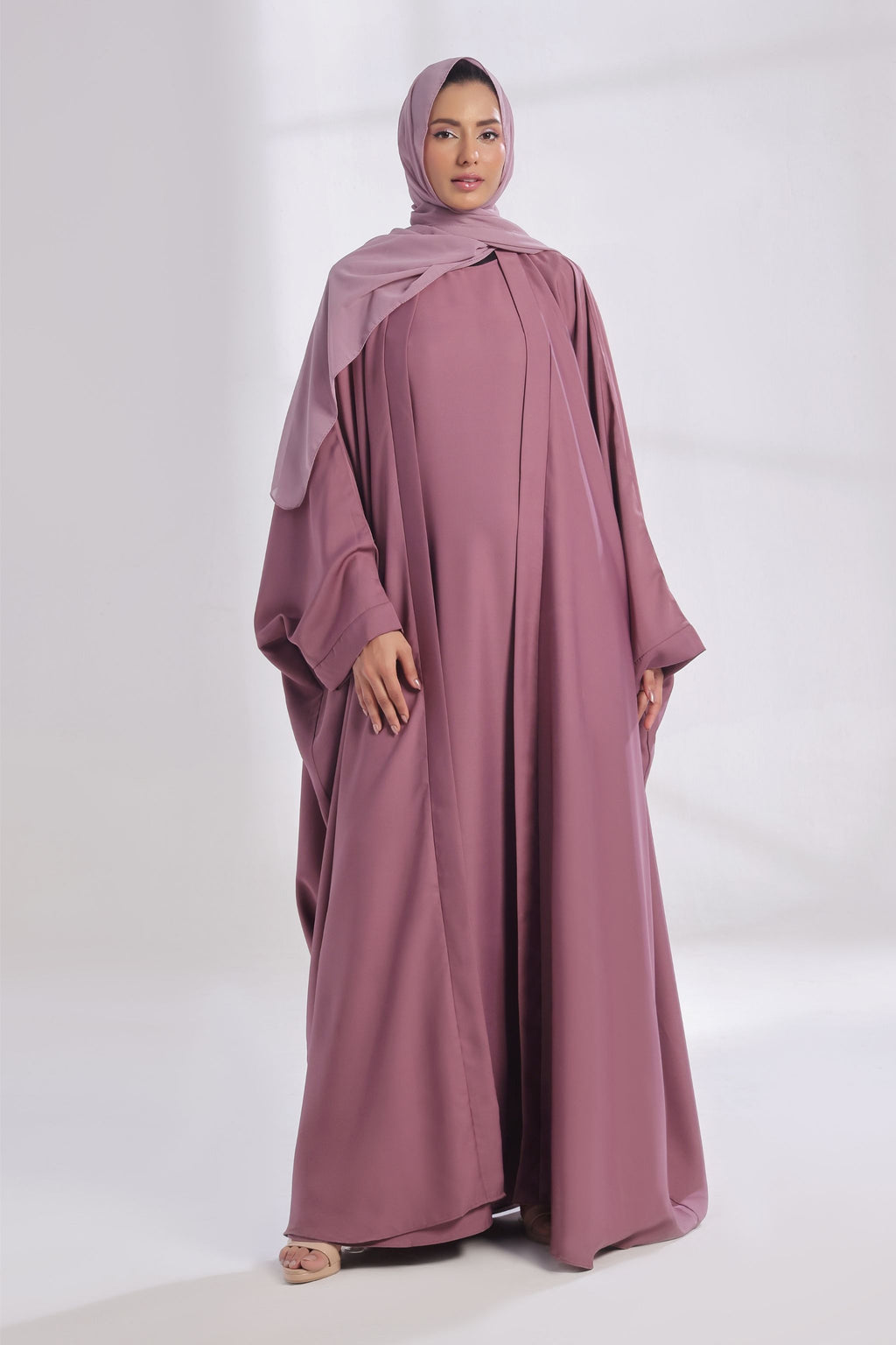 Luxe Layer Farasha Cut Abaya - Deep Mauve