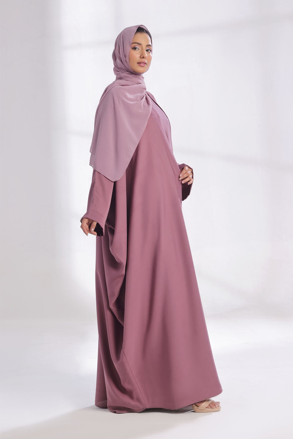 Luxe Layer Farasha Cut Abaya - Deep Mauve