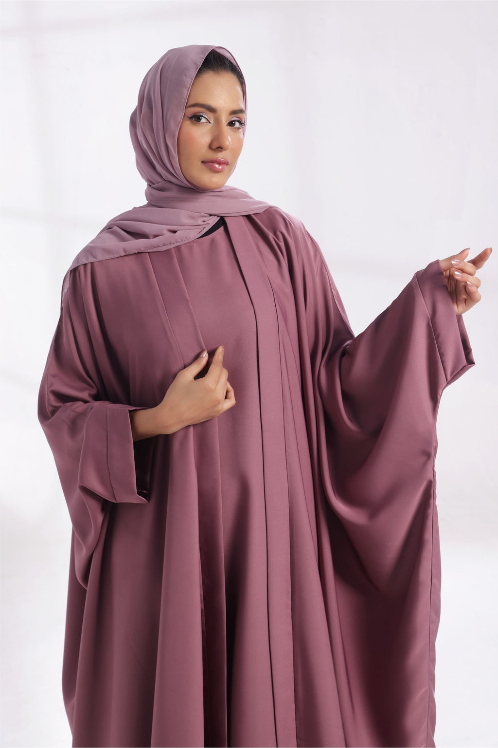 Luxe Layer Farasha Cut Abaya - Deep Mauve