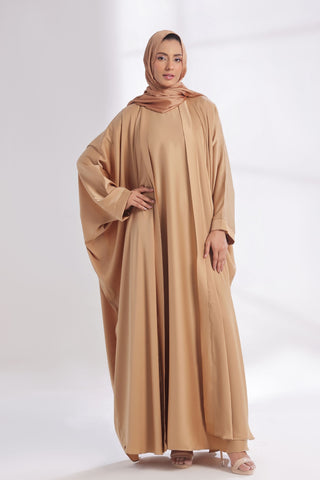 Luxe Layer Farasha Cut Abaya - Classic Beige