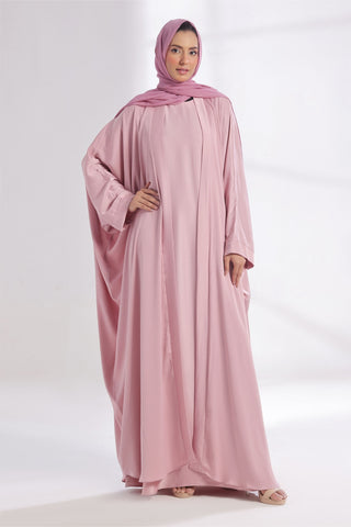 Luxe Layer Farasha Cut Abaya - Pink Veil