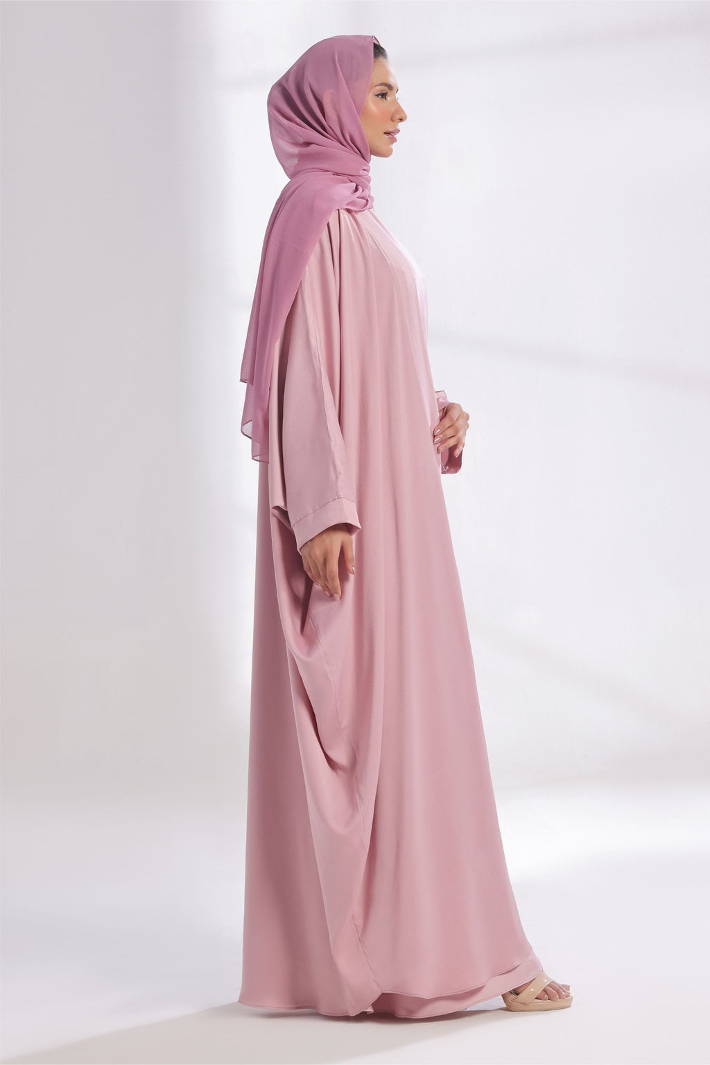 Luxe Layer Farasha Cut Abaya - Pink Veil