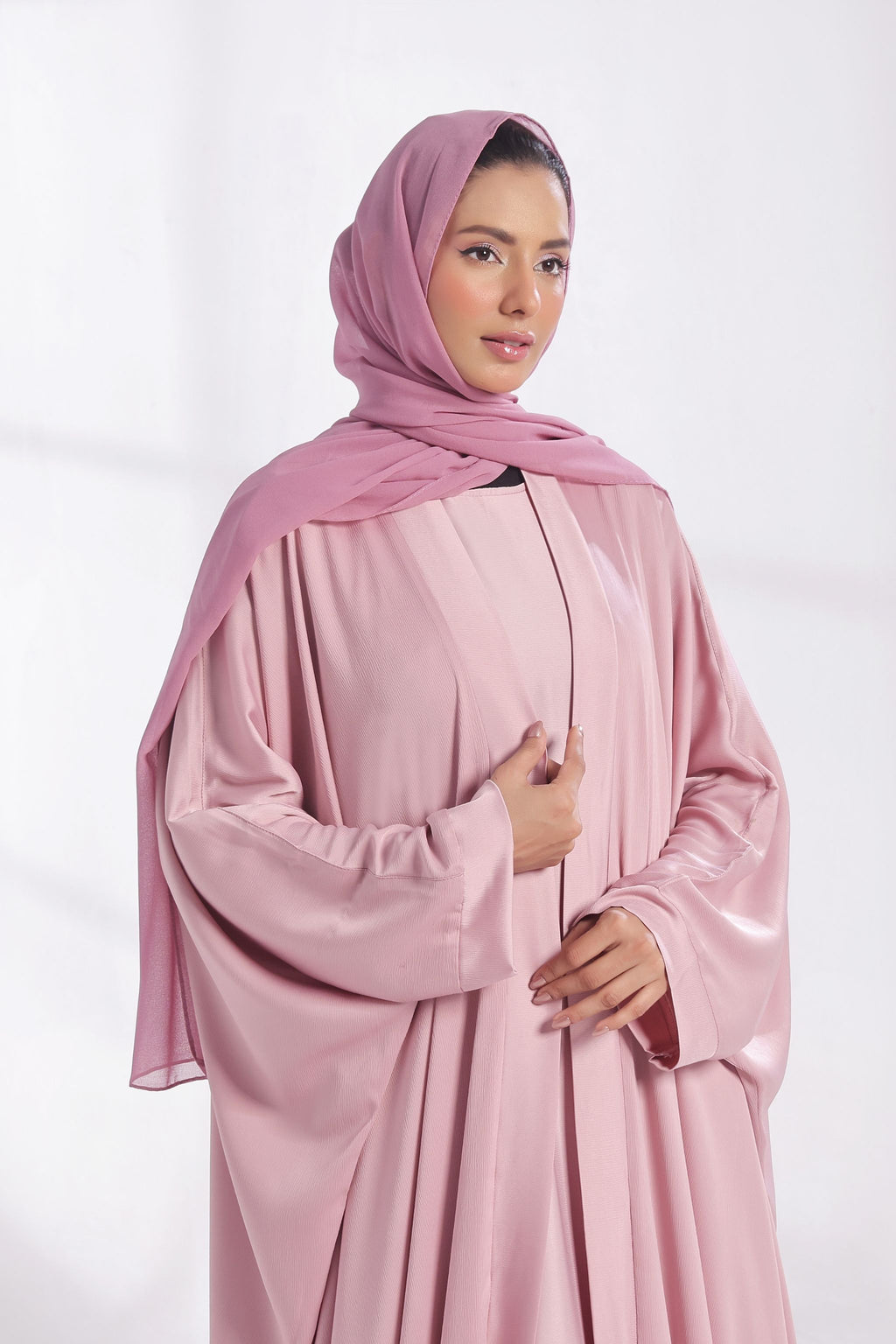 Luxe Layer Farasha Cut Abaya - Pink Veil