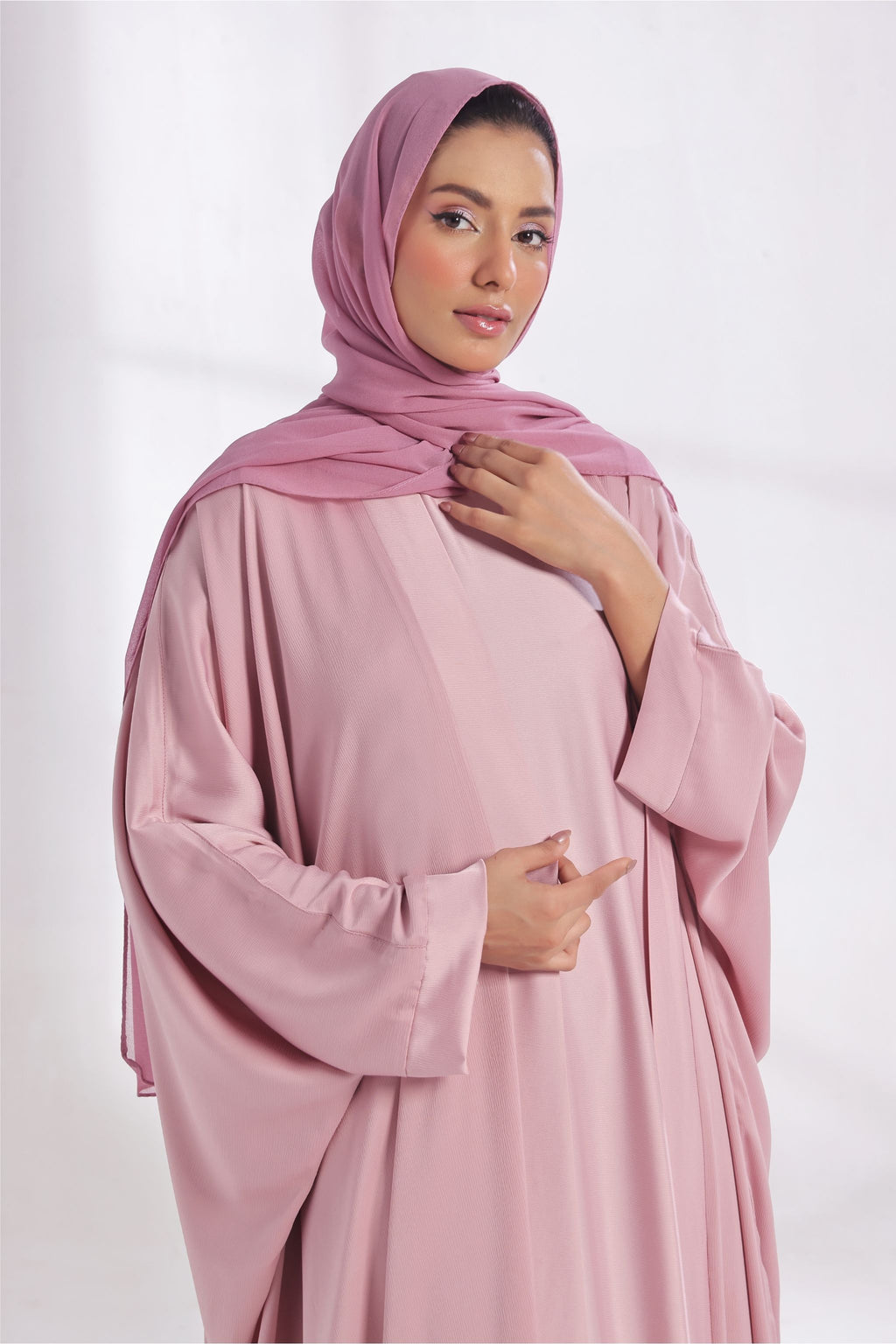 Luxe Layer Farasha Cut Abaya - Pink Veil