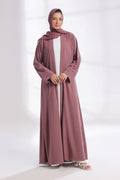 Classic Textured Kimono Abaya - Deep Mauve