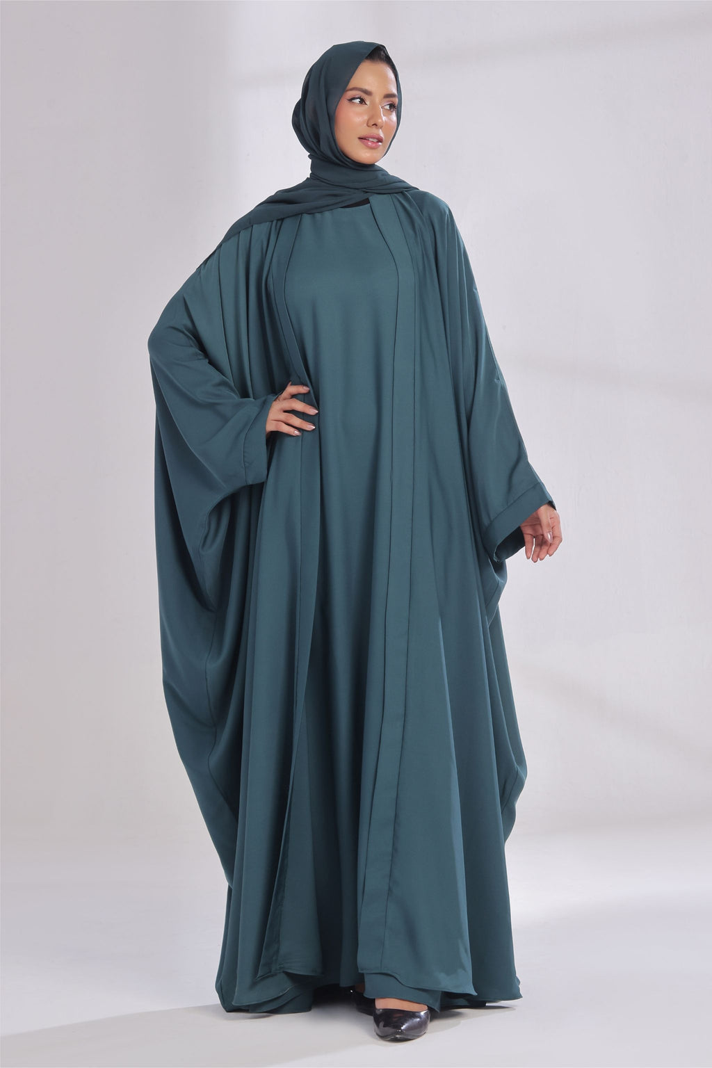 Luxe Layer Farasha Cut Abaya - Teal
