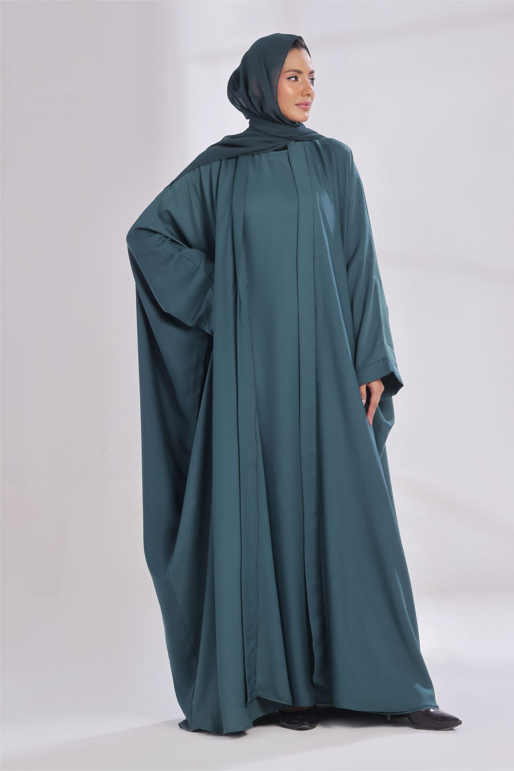 Luxe Layer Farasha Cut Abaya - Teal