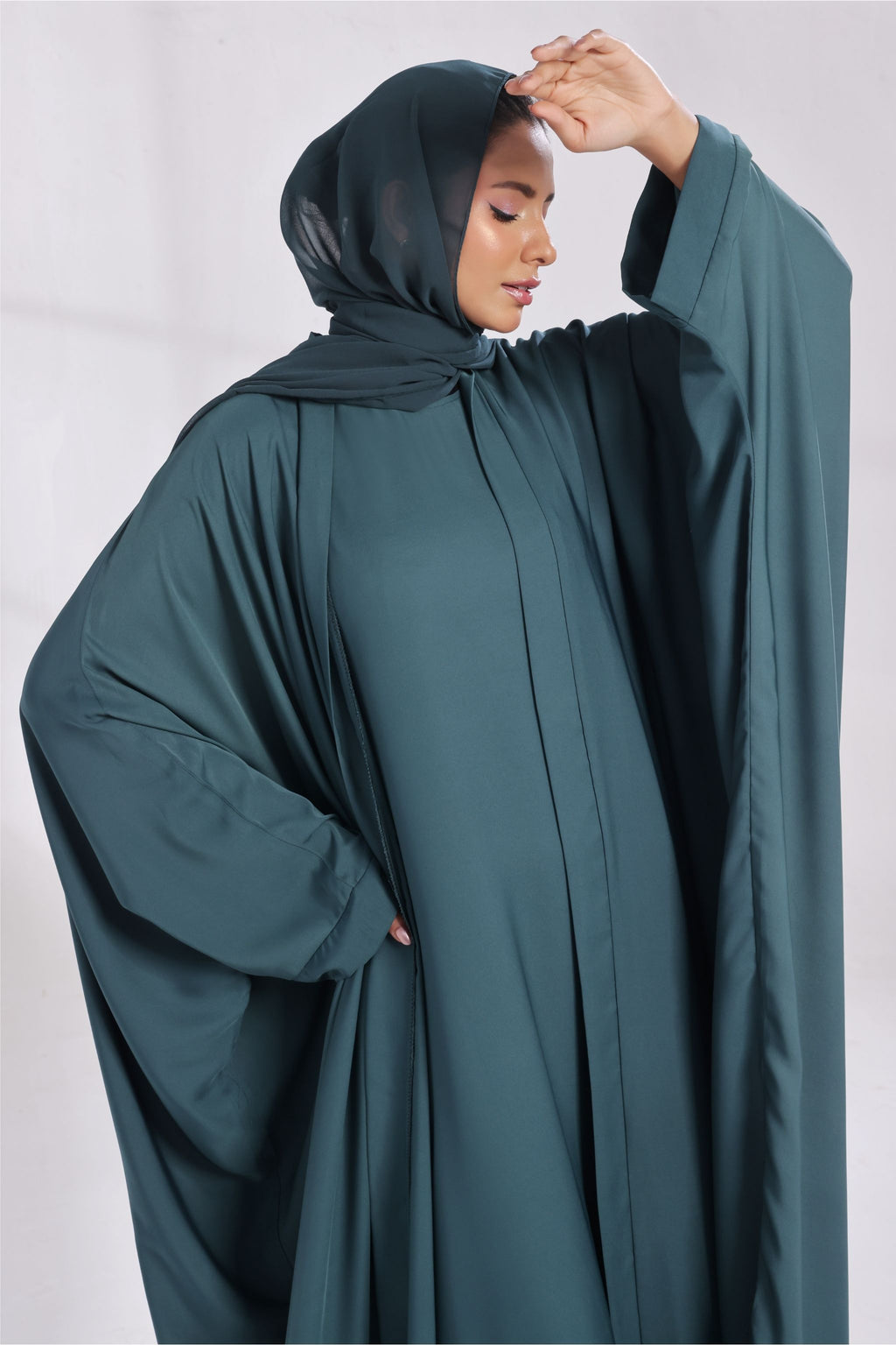 Luxe Layer Farasha Cut Abaya - Teal