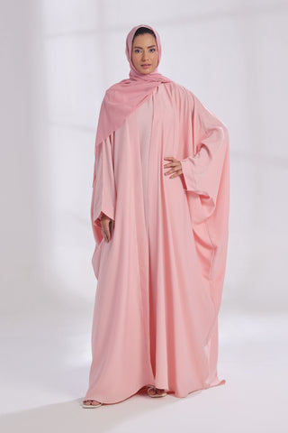 Luxe Layer Farasha Cut Abaya - Soft Peach