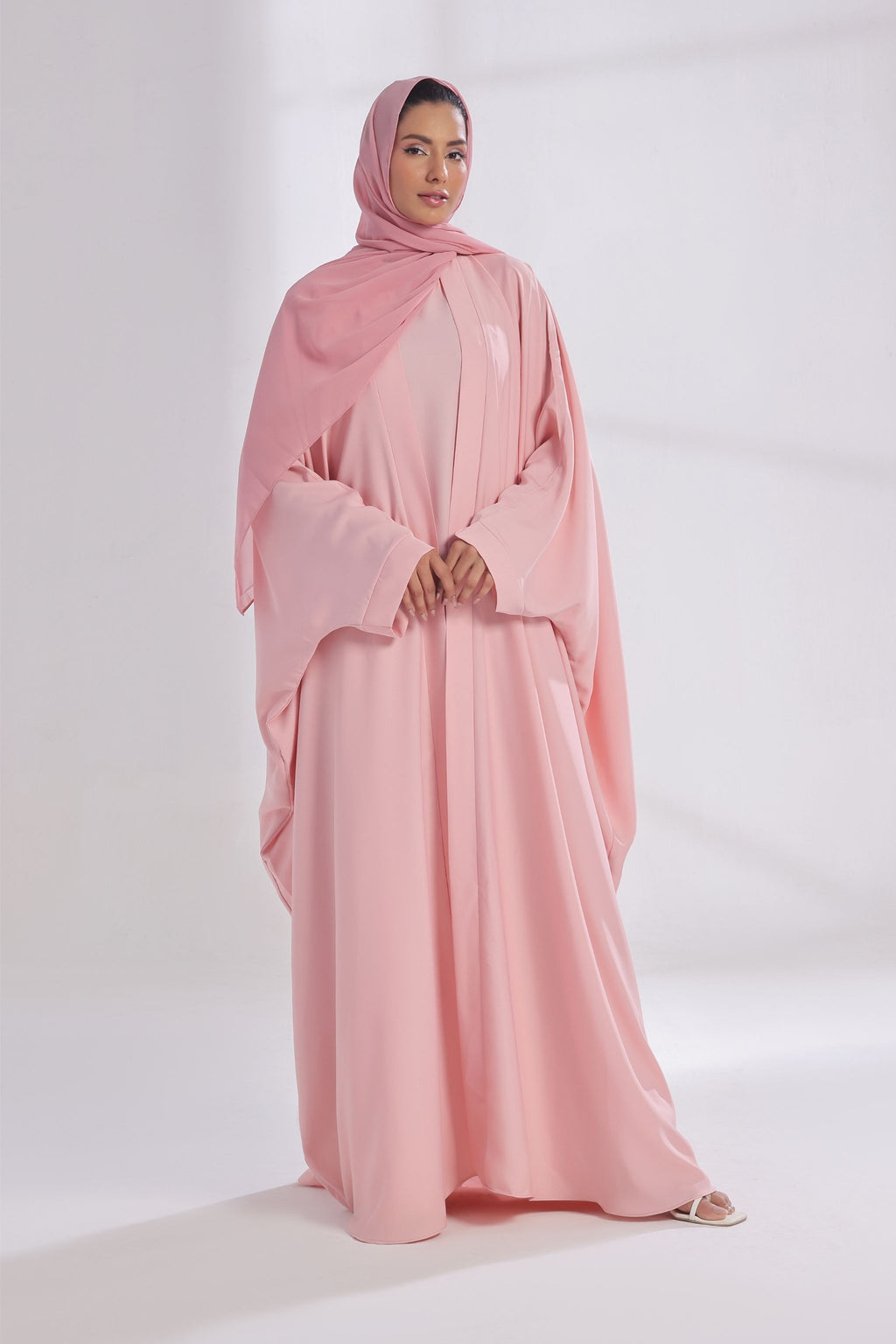 Luxe Layer Farasha Cut Abaya - Soft Peach
