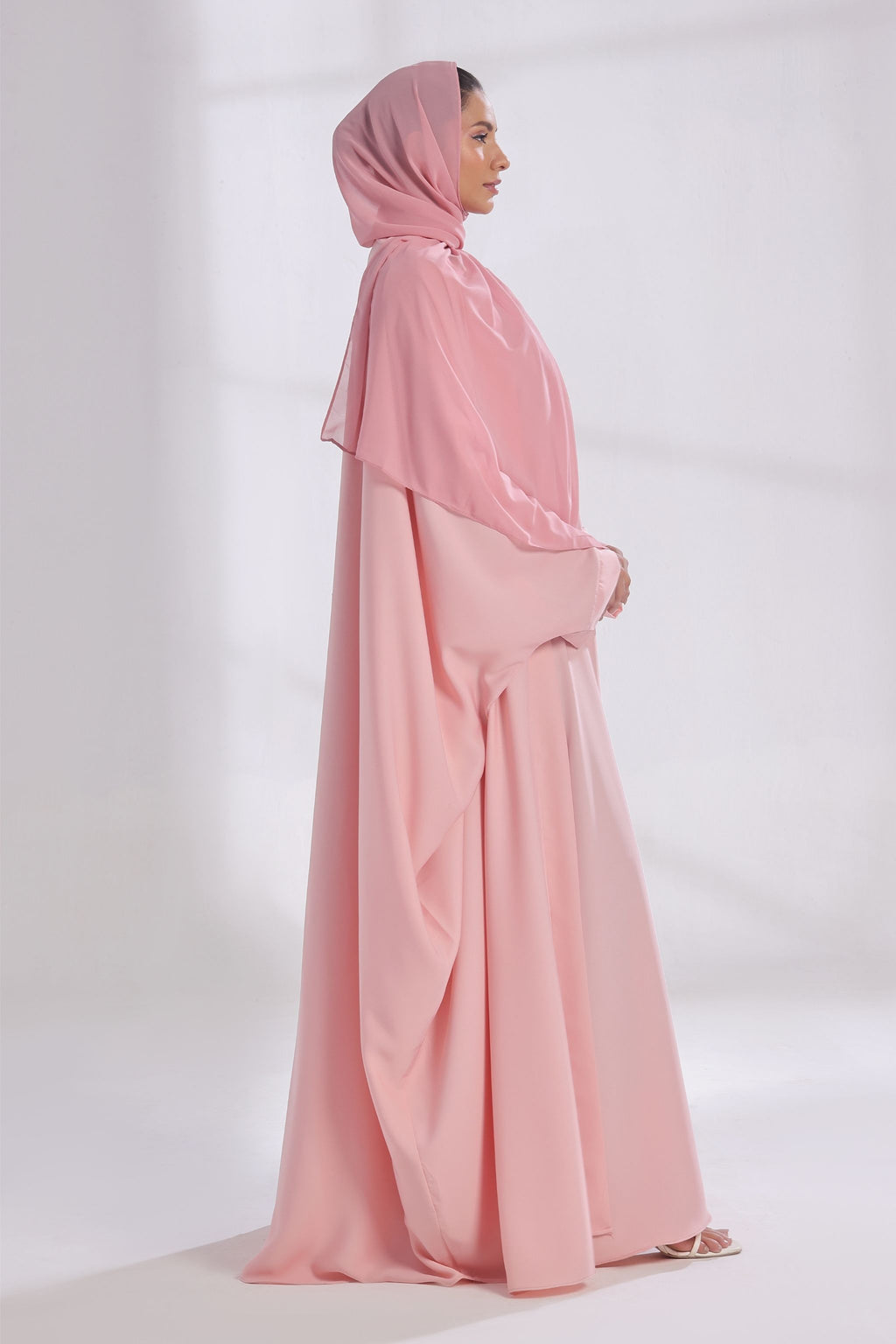 Luxe Layer Farasha Cut Abaya - Soft Peach