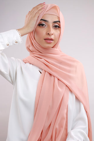 Matching Hijab & Cap Set - Peach