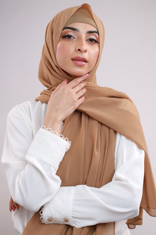 Matching Hijab & Cap Set - Chestnut