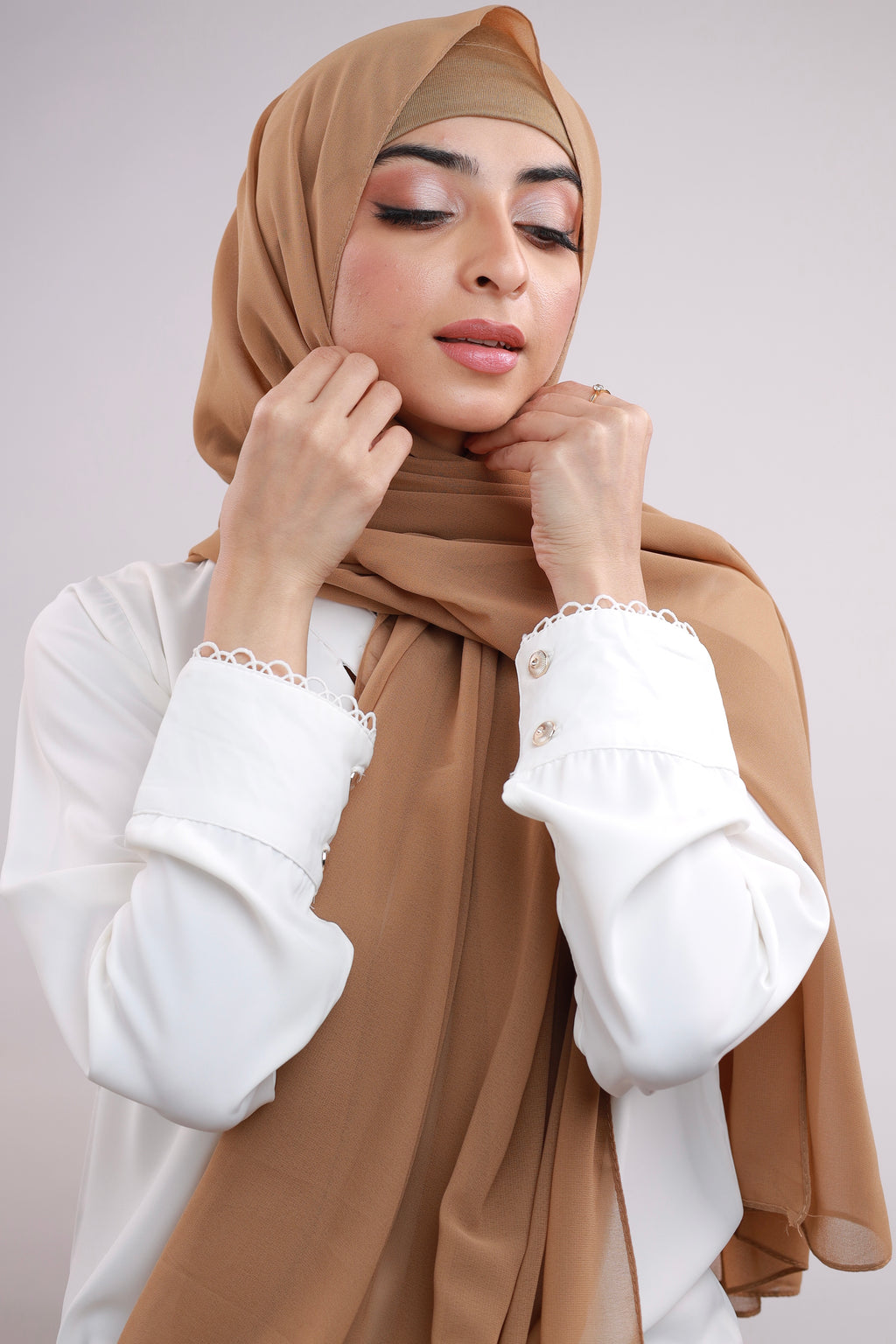 Matching Hijab & Cap Set - Chestnut