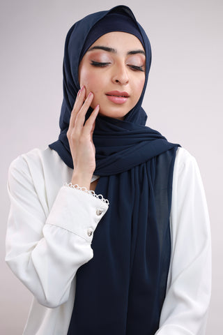 Matching Hijab & Cap Set - Navy