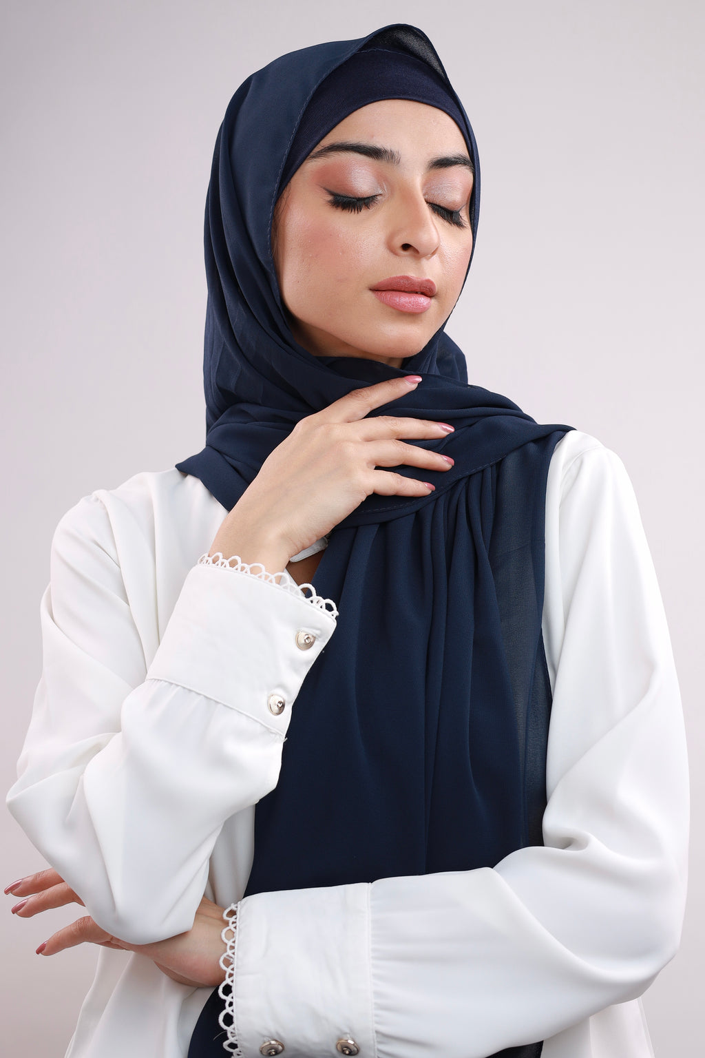 navy blue dress matching hijab Matching Hijab & Cap Set