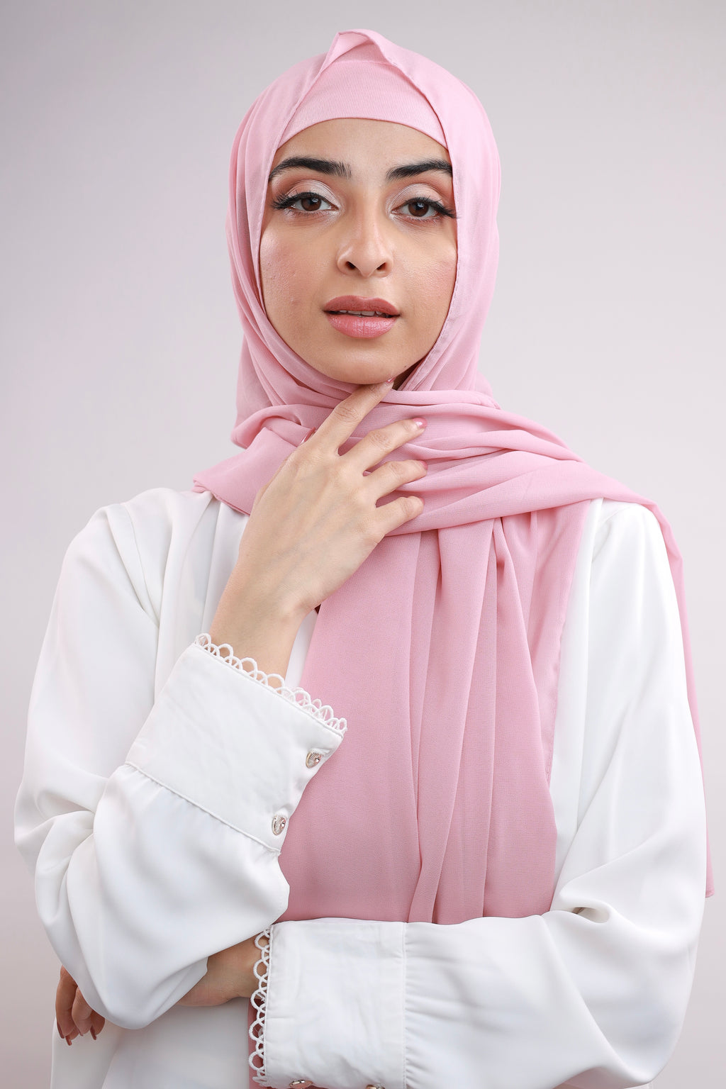 Matching Hijab & Cap Set - Nude Pink