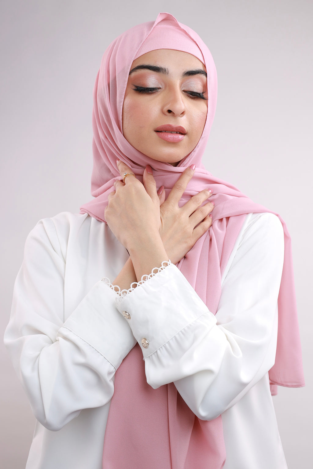 Matching Hijab & Cap Set - Nude Pink