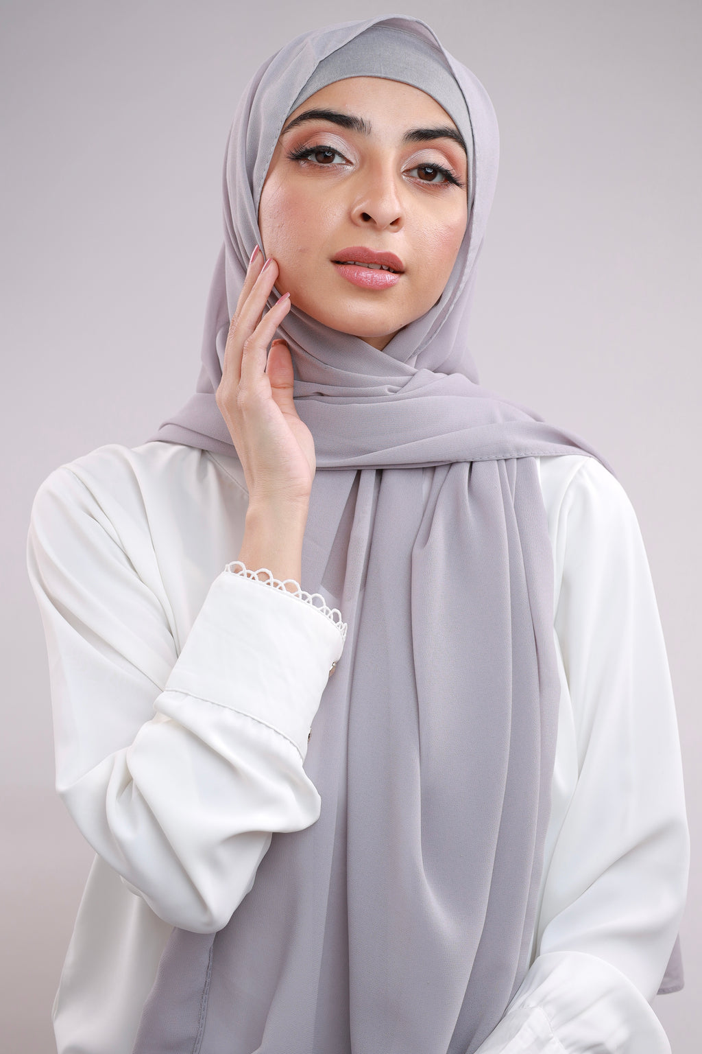 Matching Hijab & Cap Set - Light Grey  Hijab Heaven Co