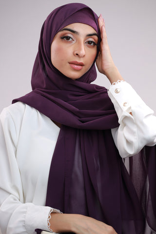 Matching Hijab & Cap Set - Dark Purple