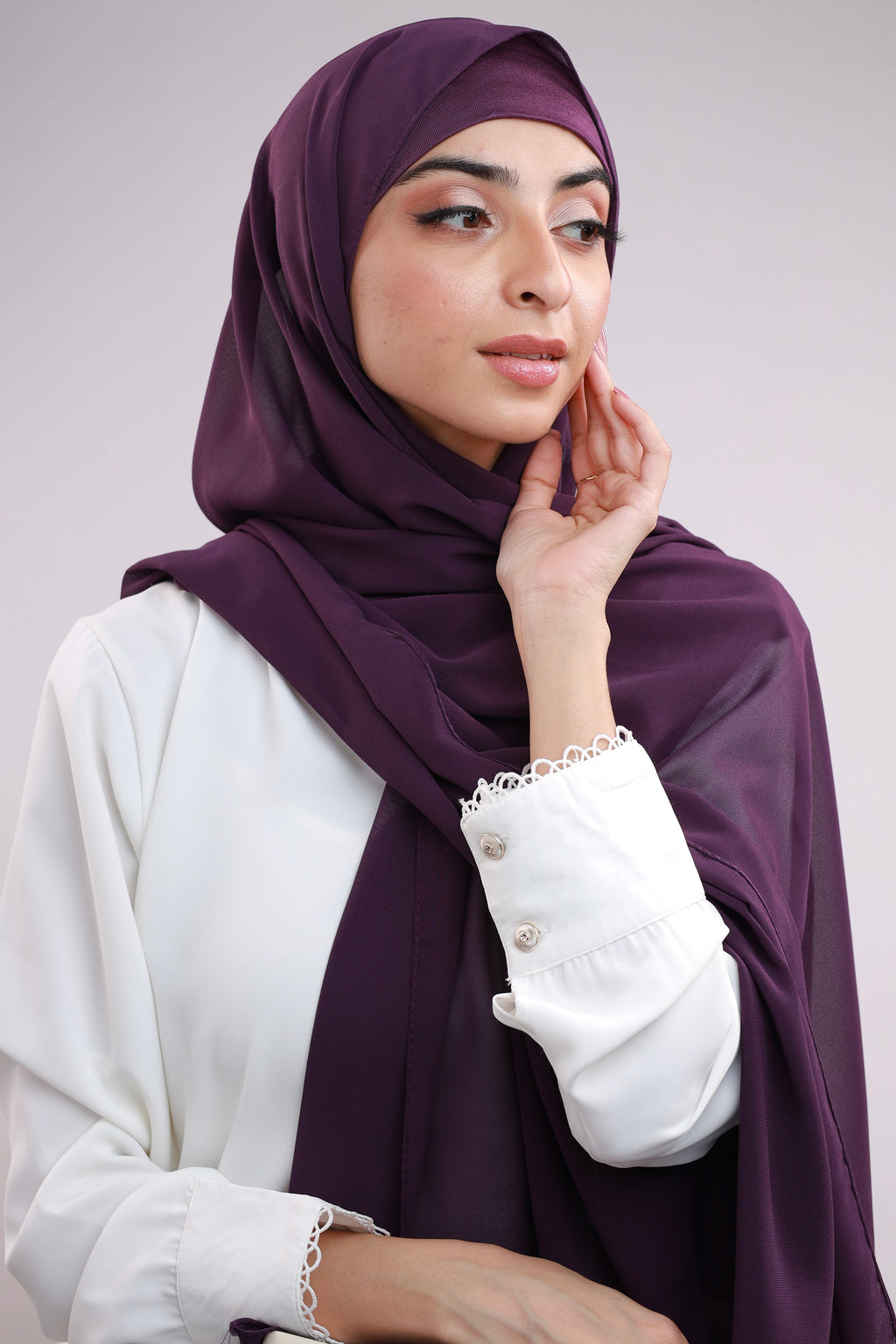 Matching Hijab & Cap Set - Dark Purple