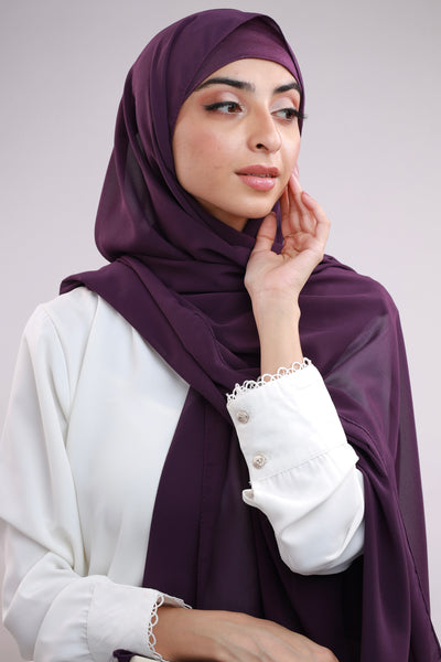 Matching Hijab & Cap Set - Dark Purple