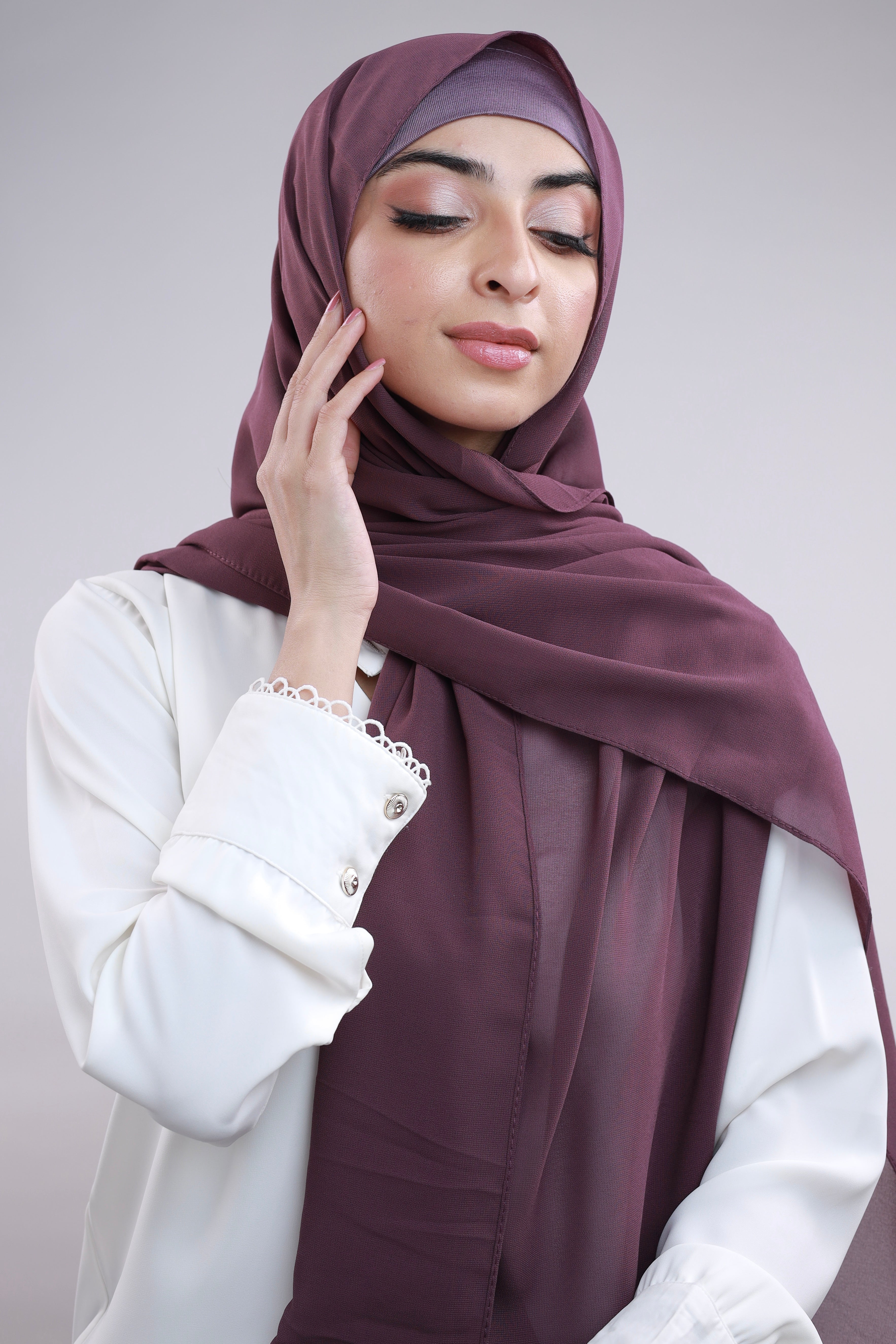 Matching Hijab & Cap Set - Smokey Purple
