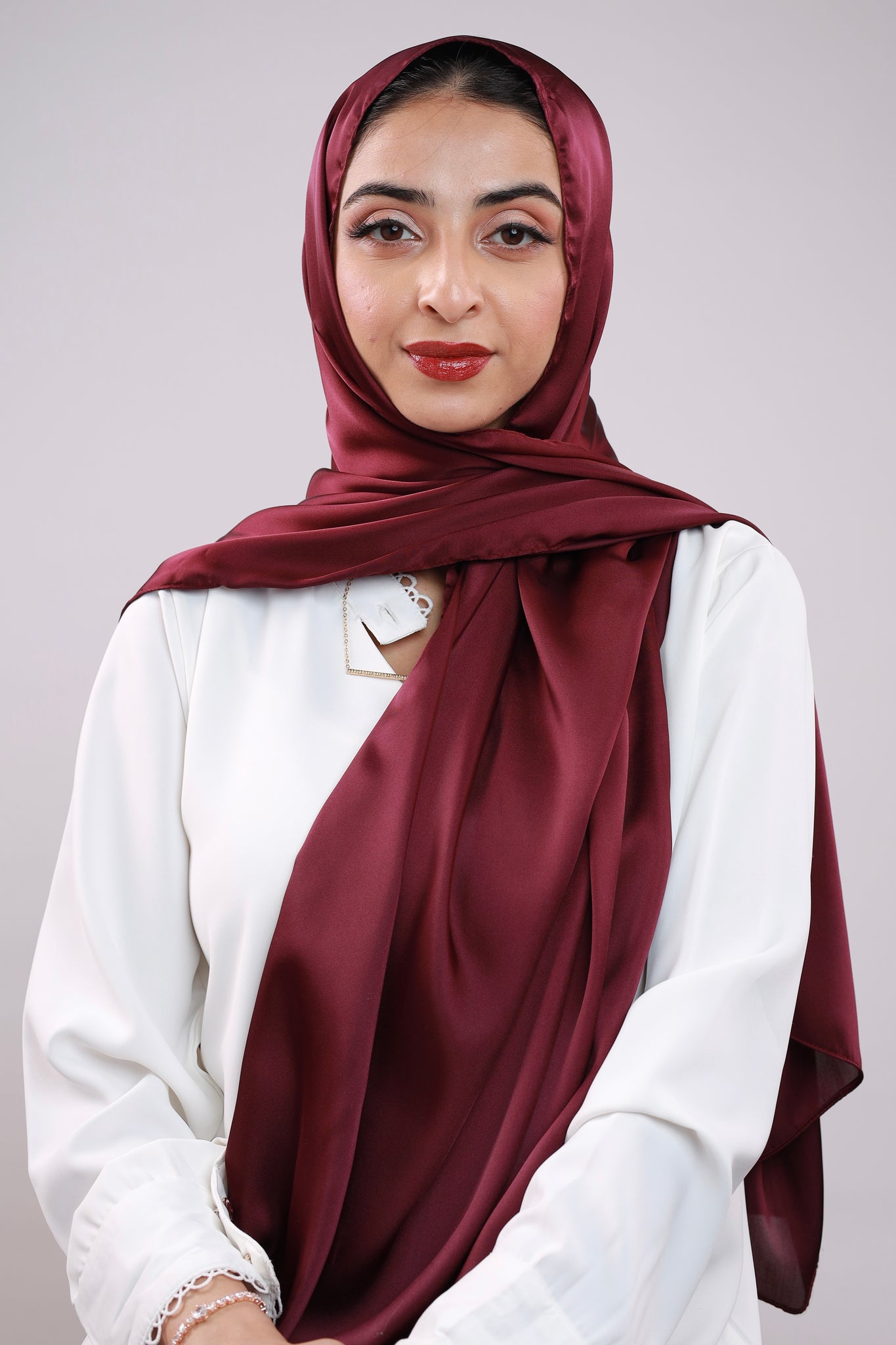 Silk Magnificence Burgundy – Hijab Heaven Co - Main Image