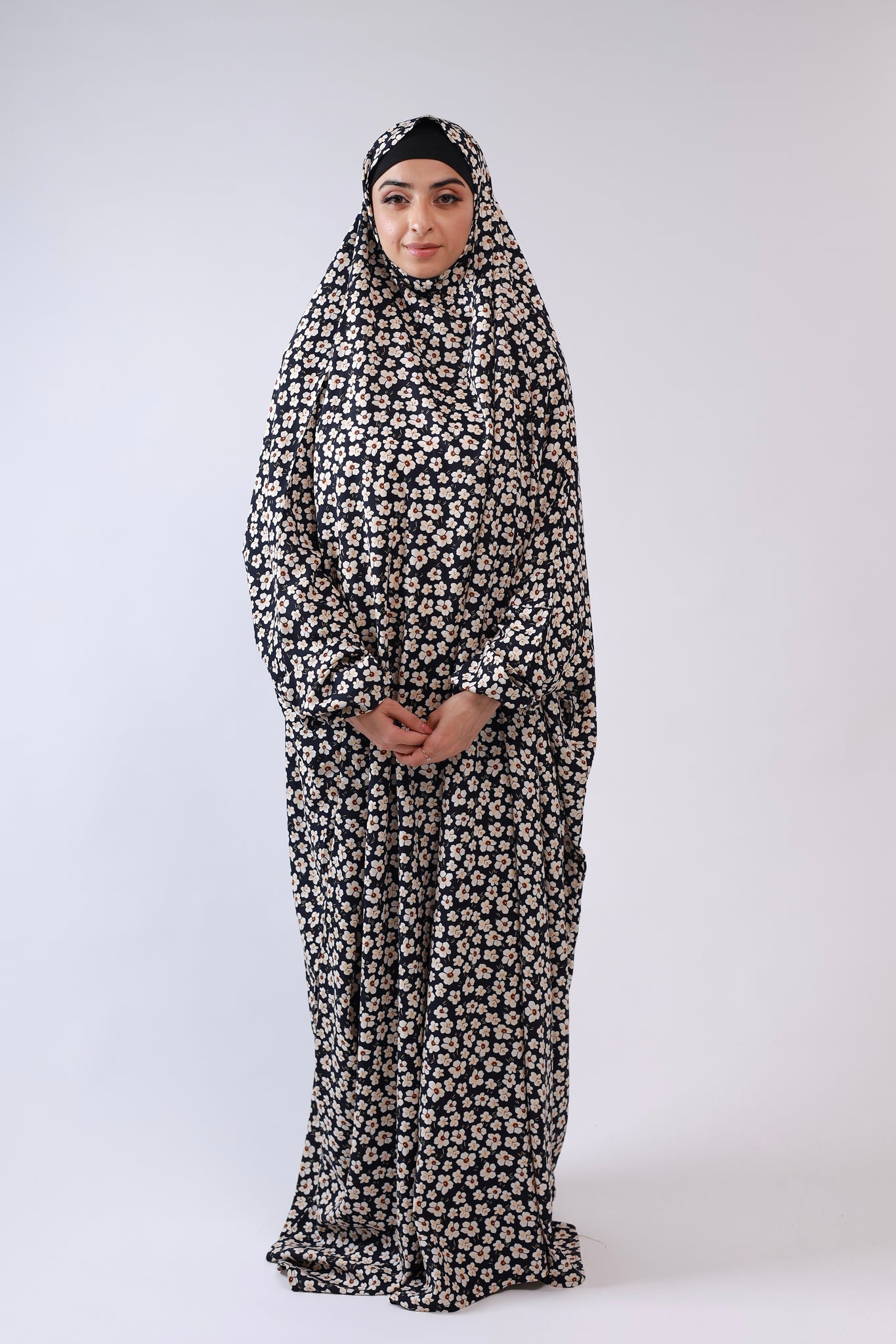 Namaz Gown - Black Bouquet