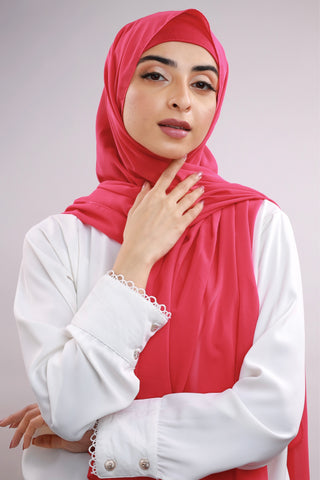 Matching Hijab & Cap Set - Fuchsia