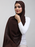 Matching Georgette Hijab & Bamboo Cap Set - Dark Brown