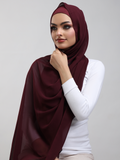 Matching Georgette Hijab & Bamboo Cap Set - Dark Burgundy