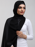 Matching Georgette Hijab & Bamboo Cap Set - Jet Black