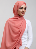 Matching Georgette Hijab & Bamboo Cap Set - Bubblegum
