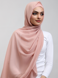 Matching Georgette Hijab & Bamboo Cap Set - Nude Pink