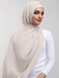 Matching Georgette Hijab & Bamboo Cap Set - Ivory Cream