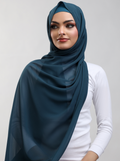 Matching Georgette Hijab & Bamboo Cap Set - Deep Teal