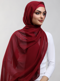 Matching Georgette Hijab & Bamboo Cap Set - Deep Maroon