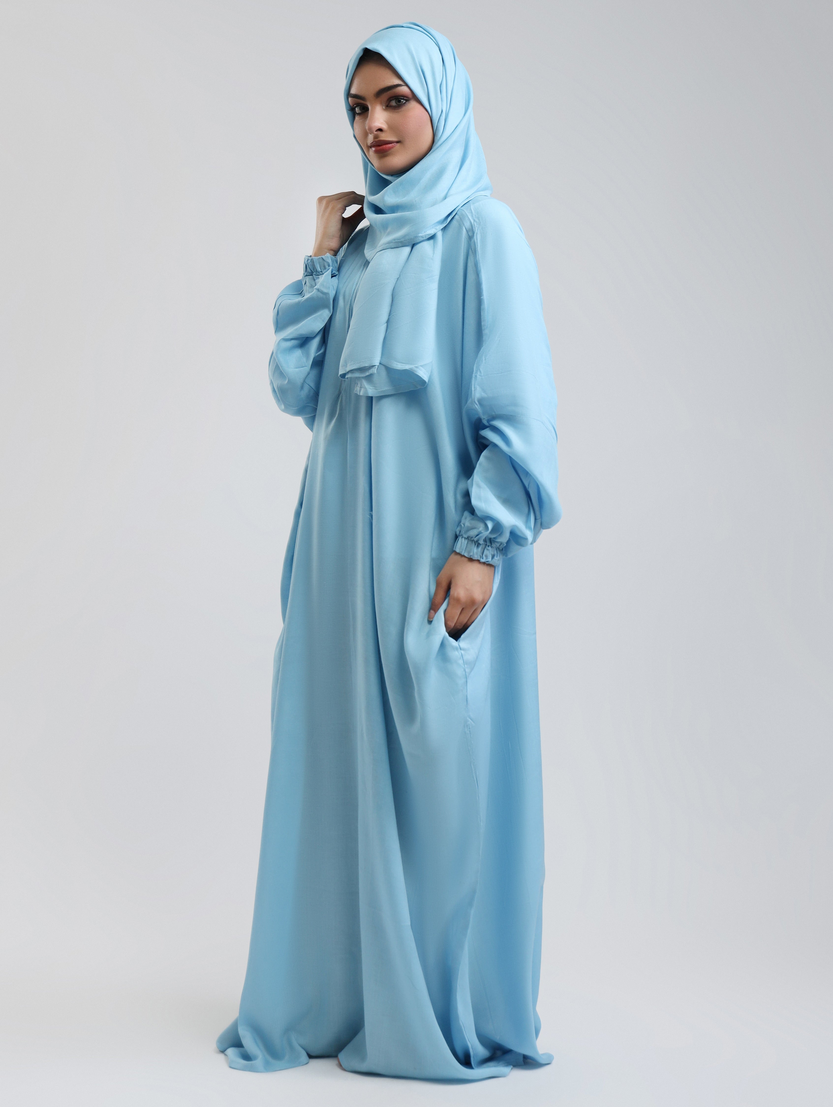 Instant Breathable Namaz Abaya - Ice Blue