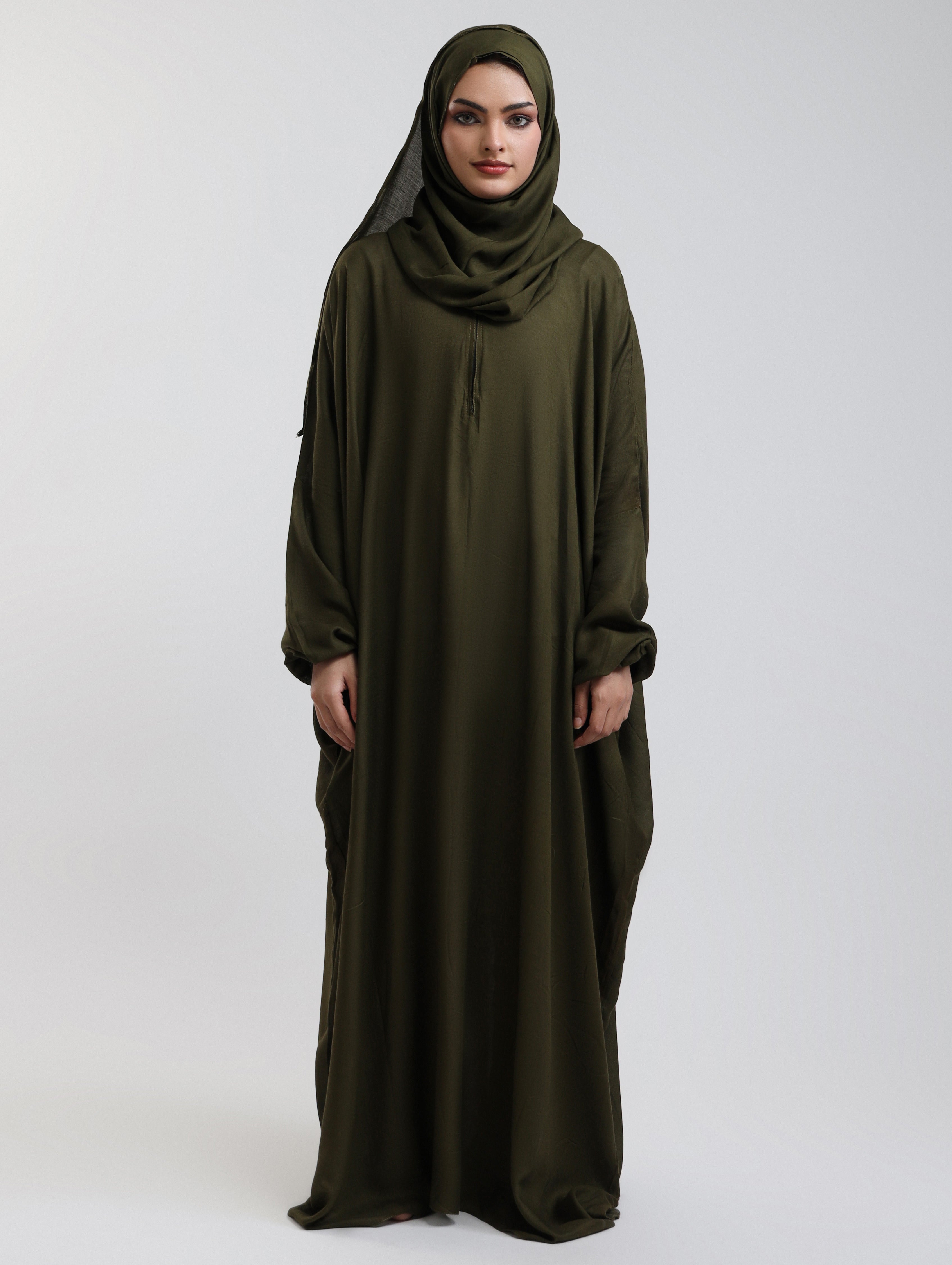 Instant Breathable Namaz Abaya - Olive
