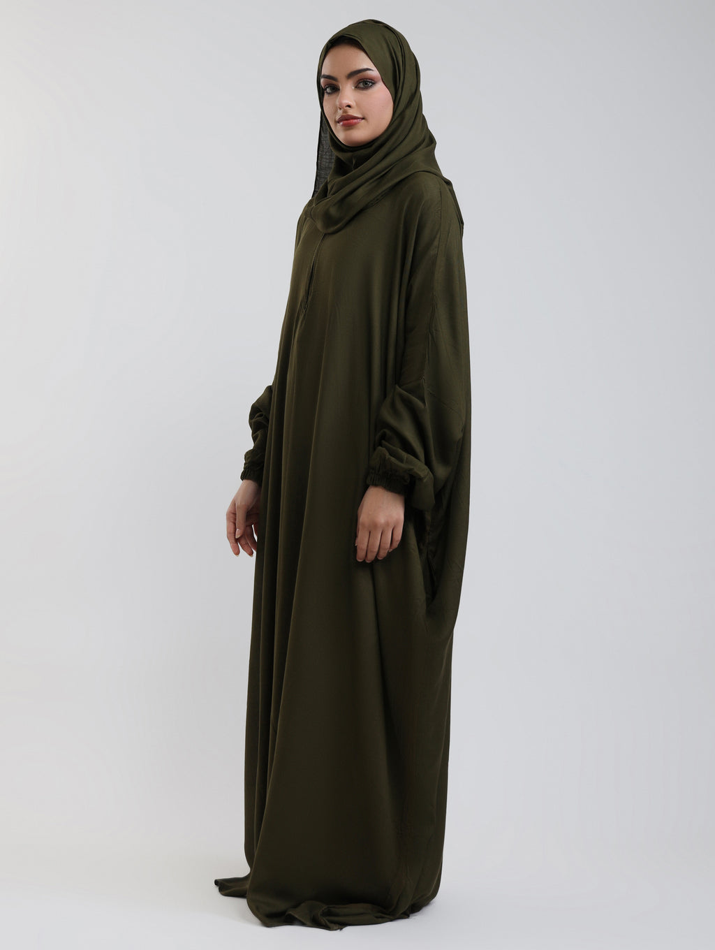 Instant Breathable Namaz Abaya - Olive