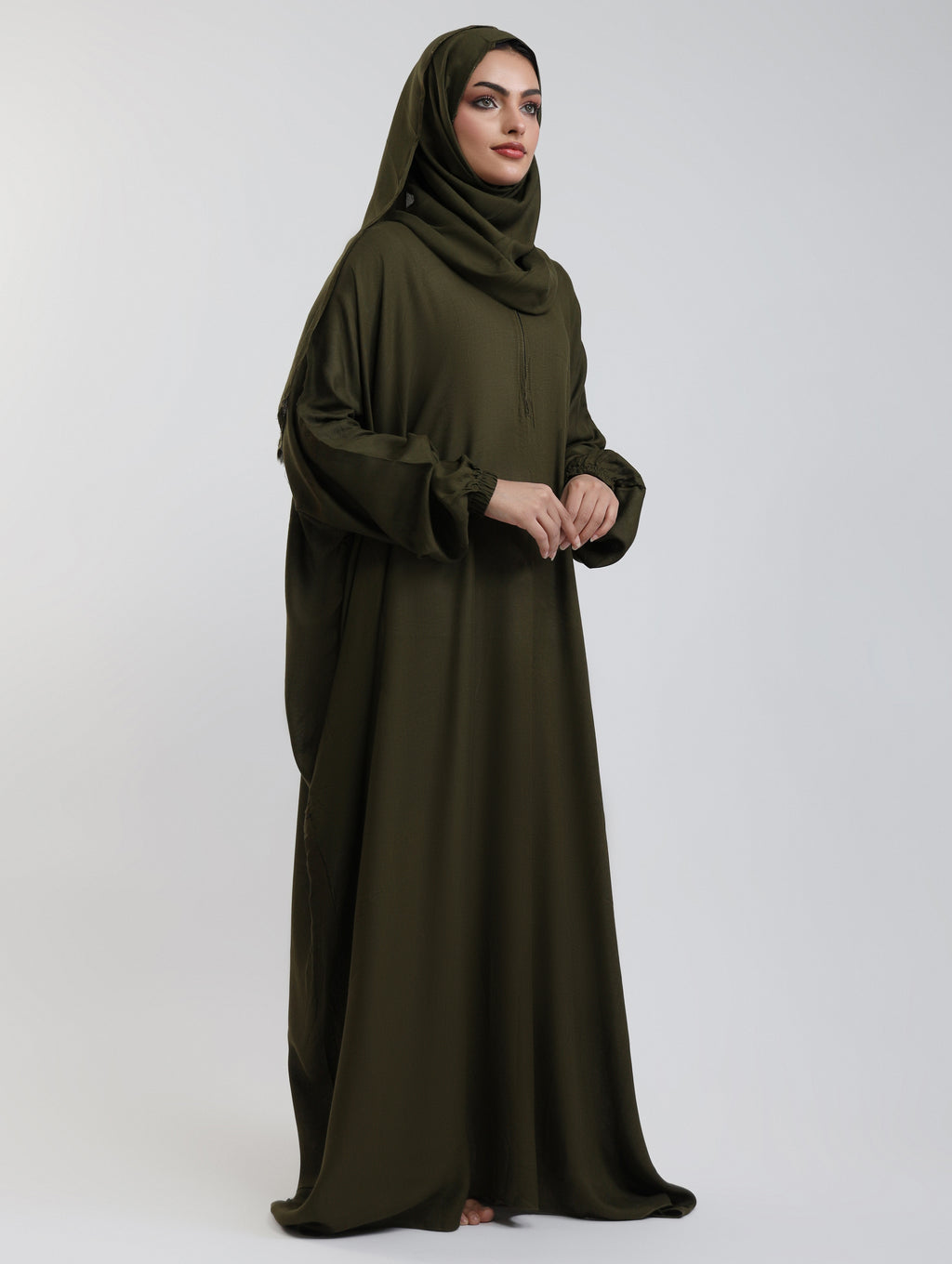 Instant Breathable Namaz Abaya - Olive