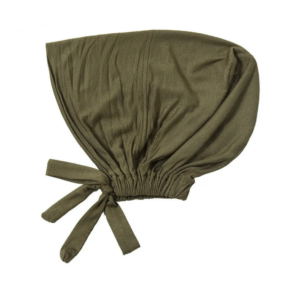 Bamboo Full Coverage Hijab Cap - Olive Green