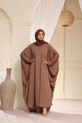 Classic Butterfly Abaya In Warm Brown