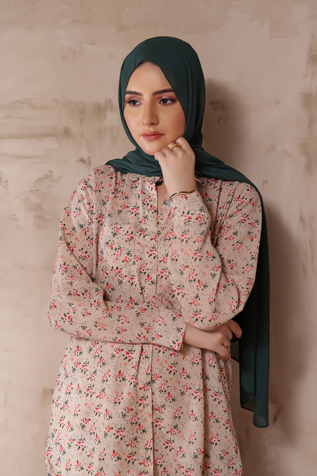 Printed Co-ord Set In Sand Beige